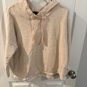 Scotch & Soda Cream Hoodie with Pink Drawstrings